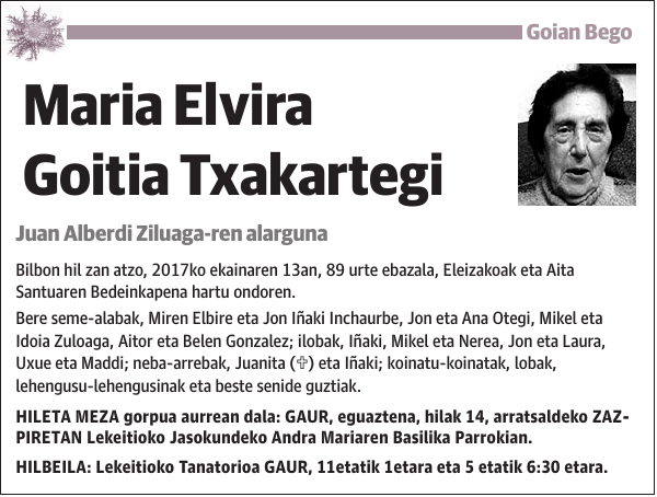 Maria Elvira Goitia Txakartegi