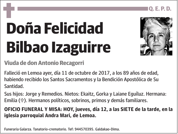 Felicidad Bilbao Izaguirre