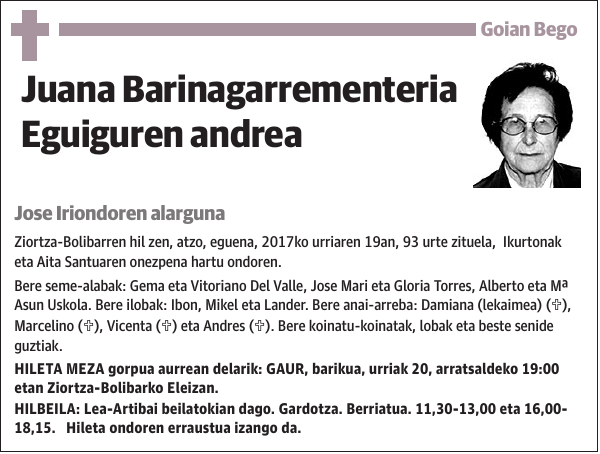 Juana Barinagarrementeria Eguiguren