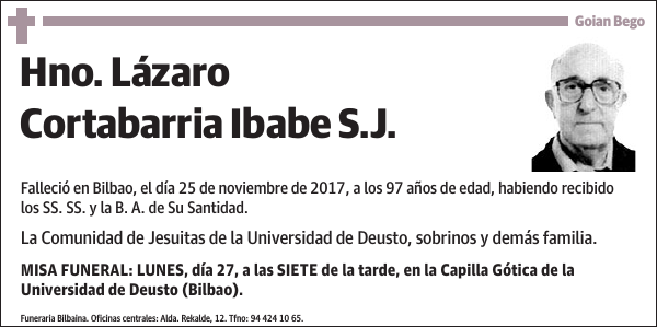 Hno. Lázaro Cortabarria Ibabe S.J.