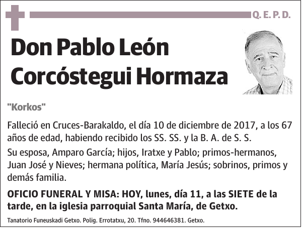 Pablo León Corcóstegui Hormaza