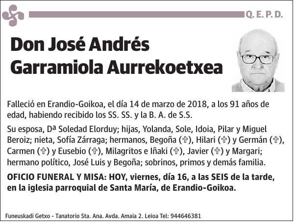 José Andrés Garramiola Aurrekoetxea