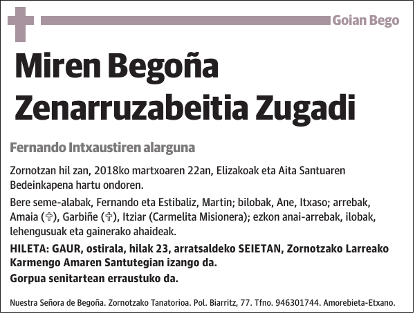 Miren Begoña Zenarruzabeitia Zugadi