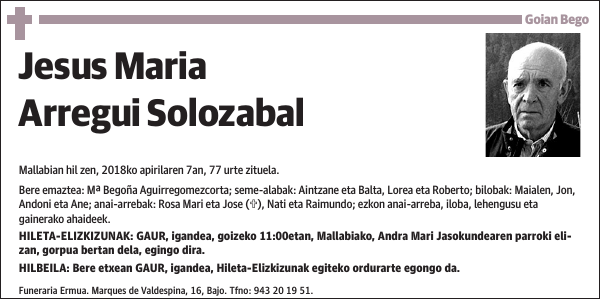 Jesus Maria Arregui Solozabal