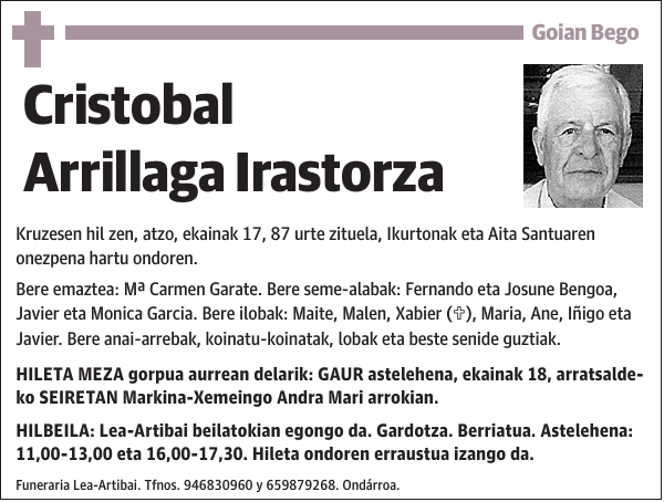 Cristobal Arrillaga Irastorza