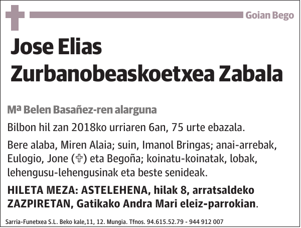 Jose Elias Zurbanobeaskoetxea Zabala