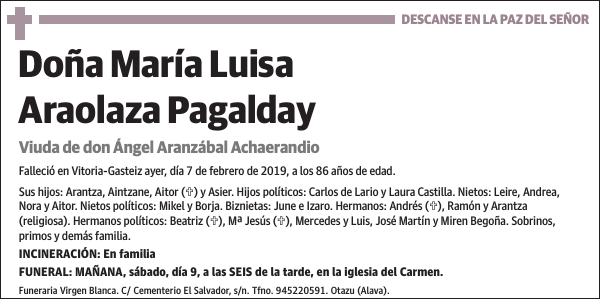 María Luisa Araolaza Pagalday
