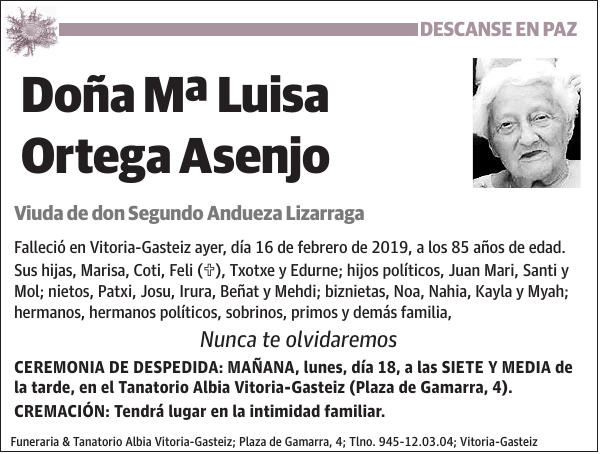 Mª Luisa Ortega Asenjo