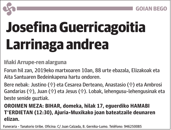 Josefina Guerricagoitia Larrinaga