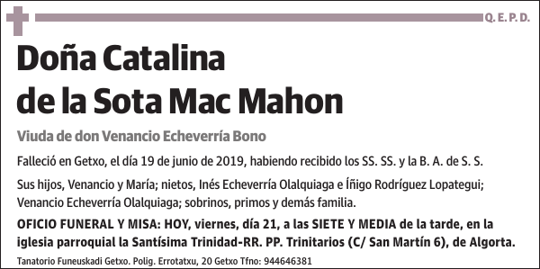 Catalina de la Sota Mac Mahon