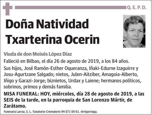 Natividad Txarterina Ocerin