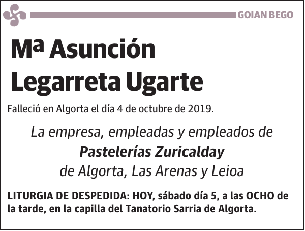 Mª Asunción Legarreta Ugarte