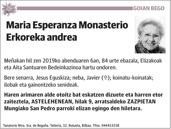Maria Esperanza Monasterio Erkoreka
