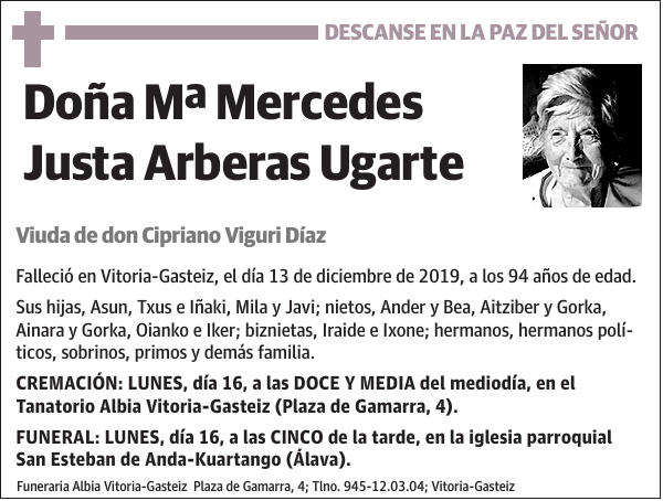 Mª Mercedes Justa Arberas Ugarte