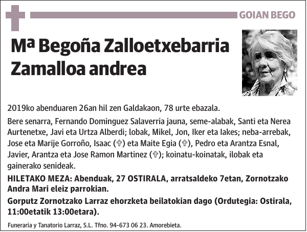 Mª Begoña Zalloetxebarria Zamalloa