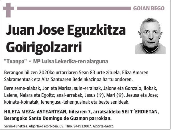 Juan Jose Eguzkitza Goirigolzarri