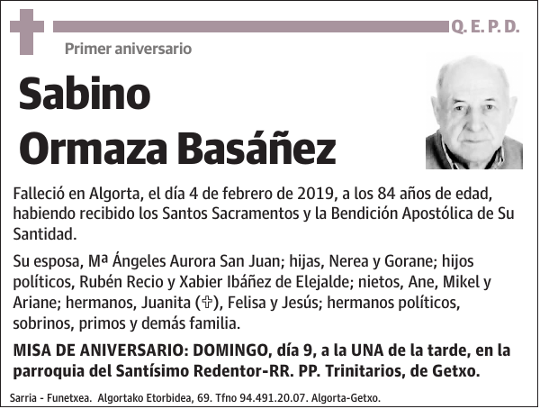 Sabino Ormaza Basáñez