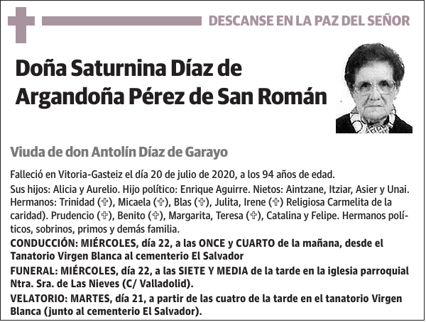 Saturnina Díaz de Argandoña Pérez de San Román