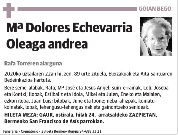 Mª Dolores Echevarria Oleaga