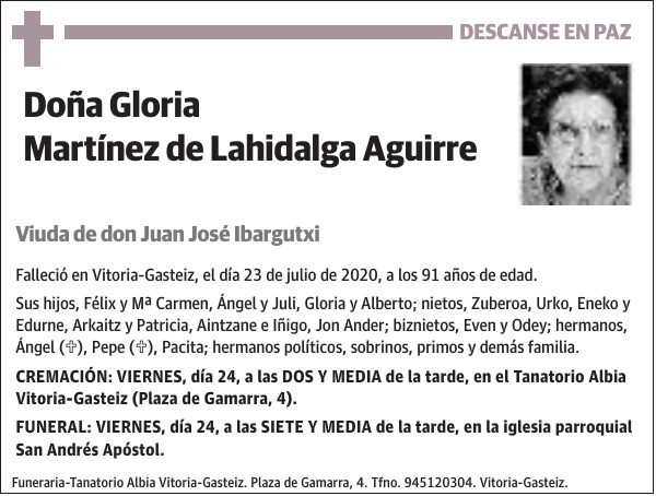 Gloria Martínez de Lahidalga Aguirre