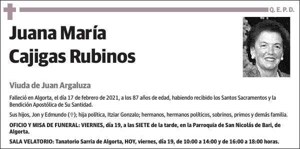 Juana María Cajigas Rubinos