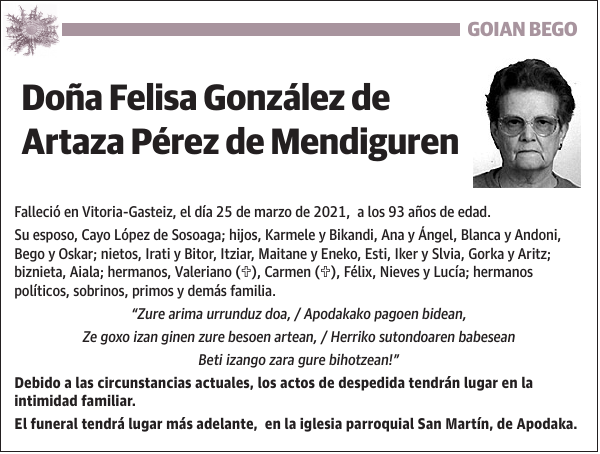 Felisa González de Artaza Pérez de Mendiguren