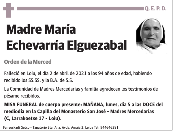 Madre María Echevarría Elguezabal