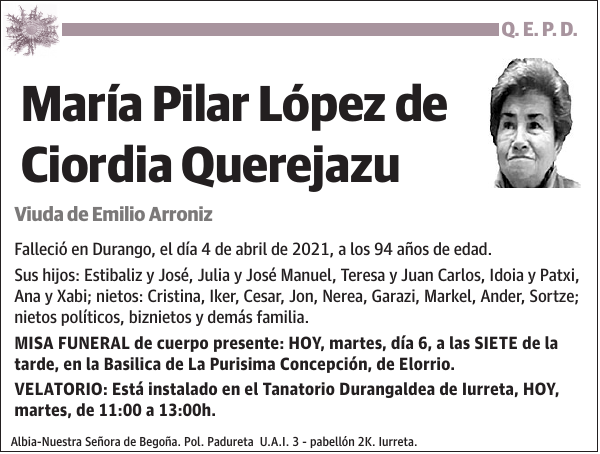 María Pilar López de Ciordia Querejazu