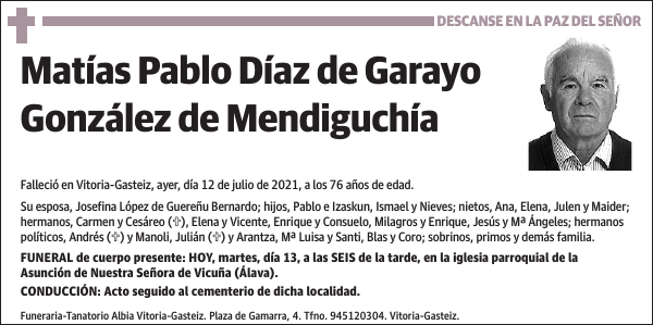 DIAZ DE GARAYO GONZALEZ DE MENDIGUCHIA, MATIAS PABLO