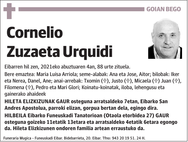 Cornelio Zuzaeta Urquidi Eibarren