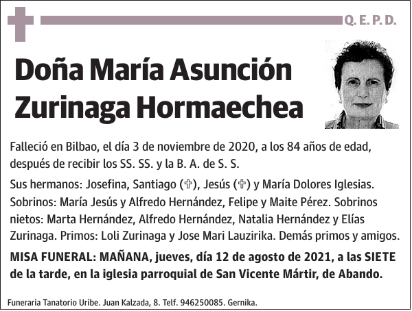 María Asunción Zurinaga Hormaechea