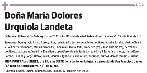 María Dolores Urquiola Landeta