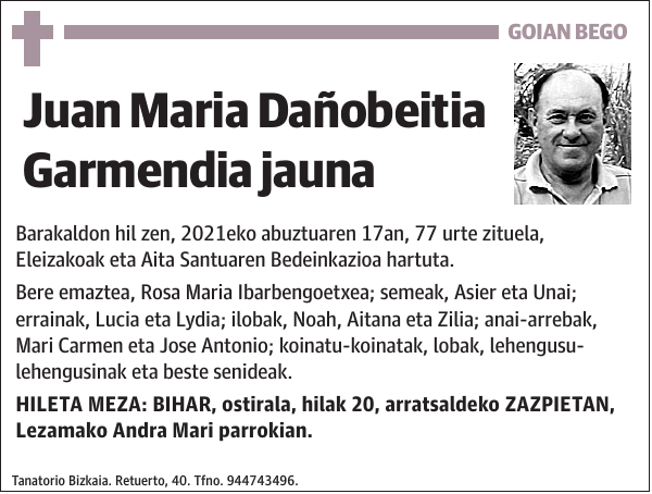 Juan Maria Dañobeitia Garmendia
