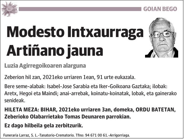 Modesto Intxaurraga Artiñano