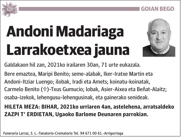 Andoni Madariaga Larrakoetxea