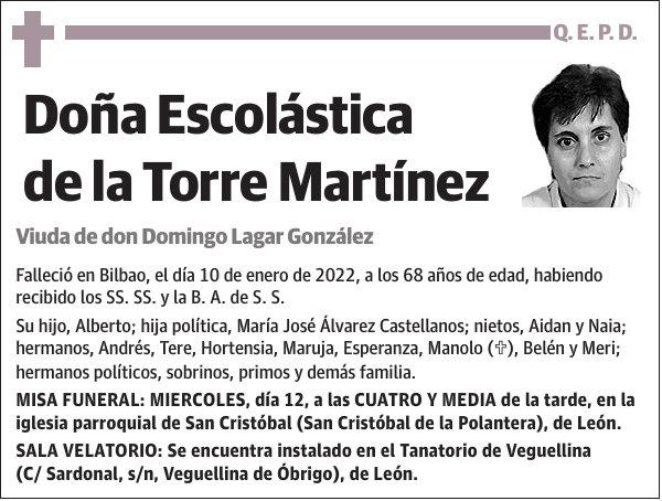 Escolástica de la Torre Martínez