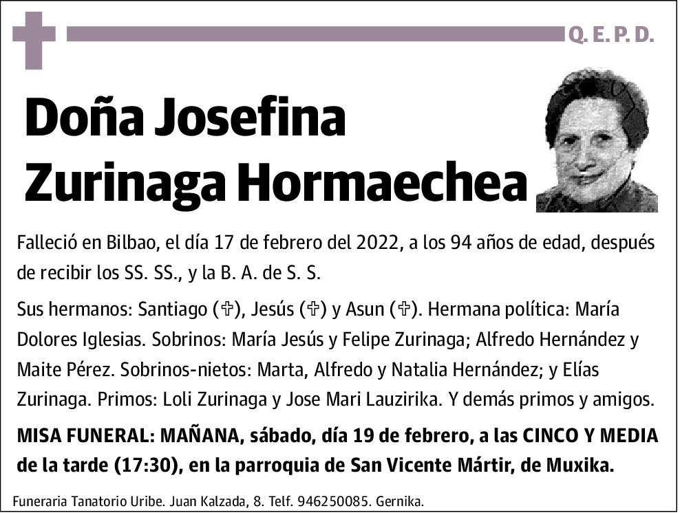 Josefina Zurinaga Hormaechea
