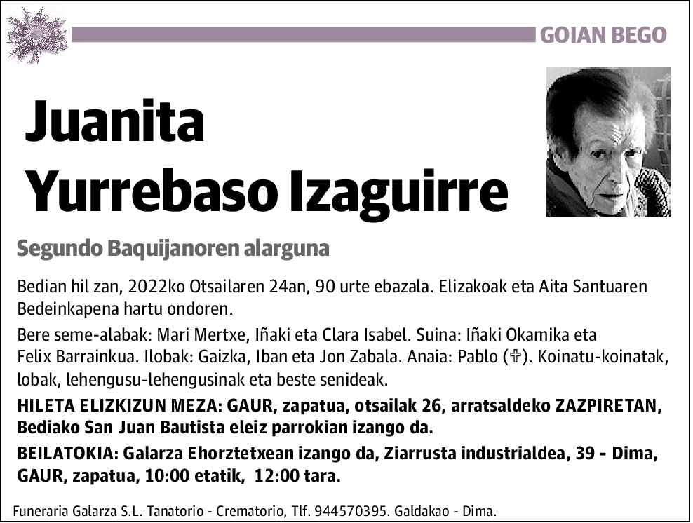 Juanita Yurrebaso Izaguirre