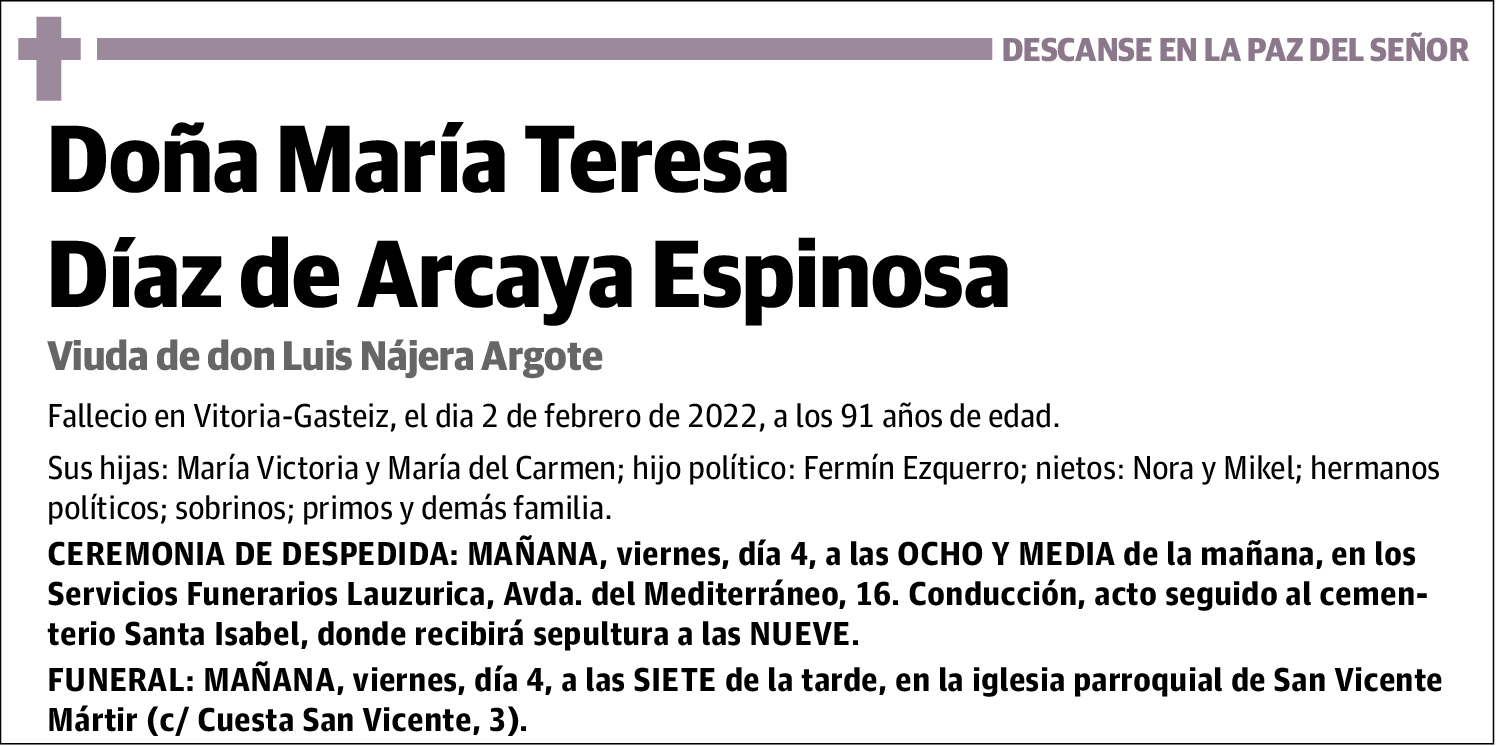 María Teresa Díaz De Arcaya Espinosa