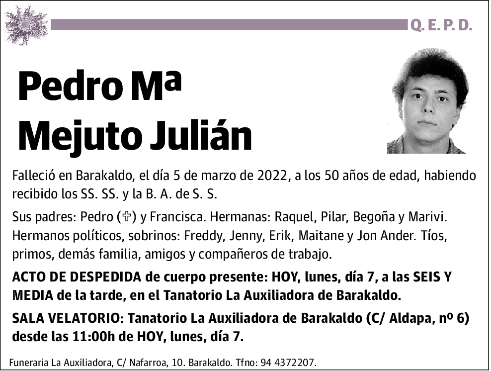Pedro Mª Mejuto Julián