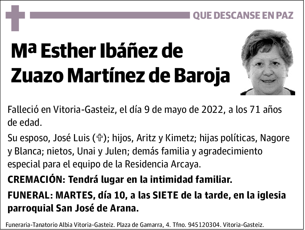 María Esther Ibañez de Zuazo Martínez de Baroja