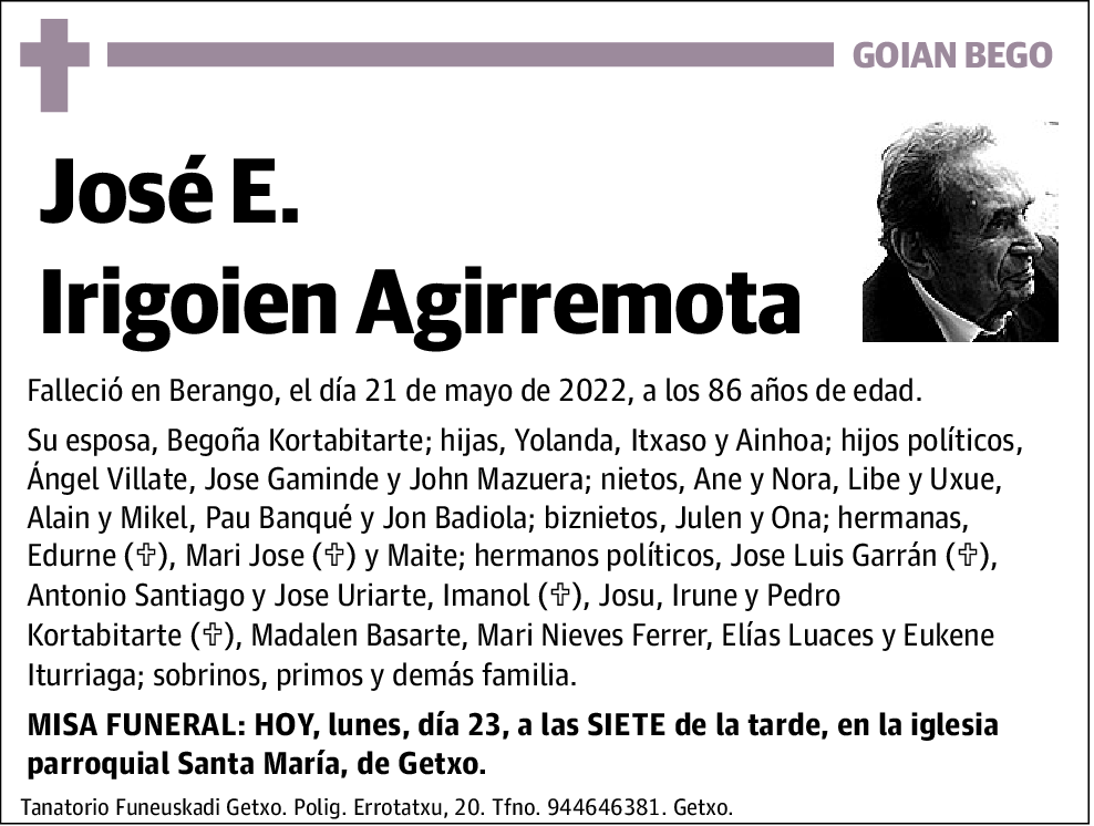 José E Irigoien Agirremota