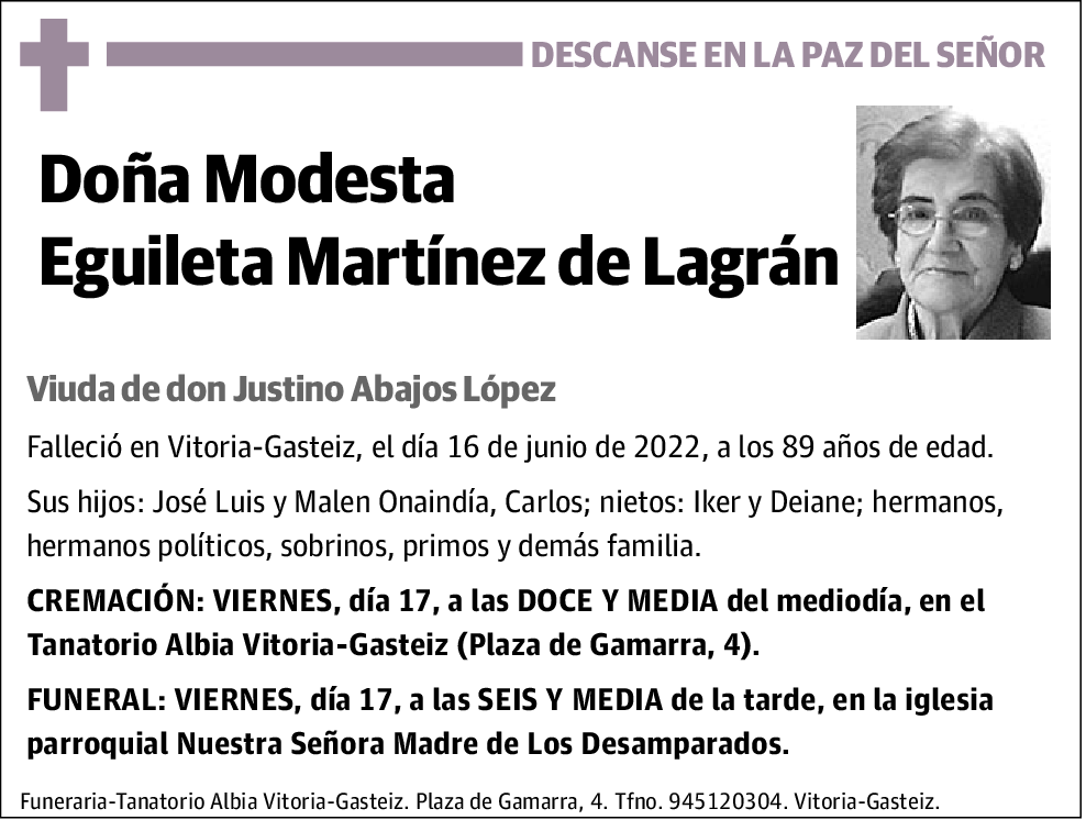 Modesta Eguileta Martínez de Lagrán