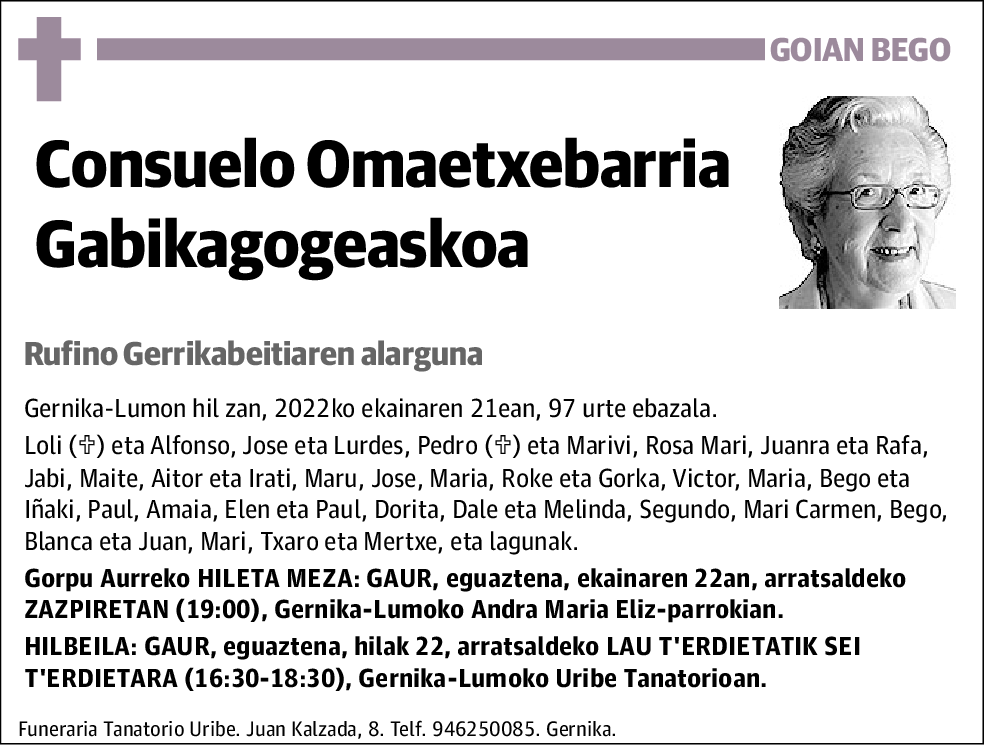 Consuelo Omaetxebarria Gabikagogeaskoa