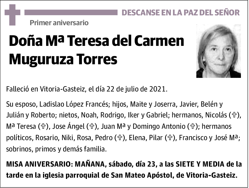 Mª Teresa Del Carmen Muguruza Torres
