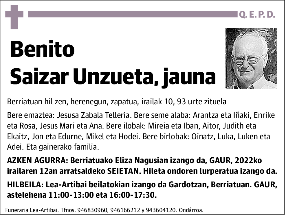 Benito Saizar Unzueta