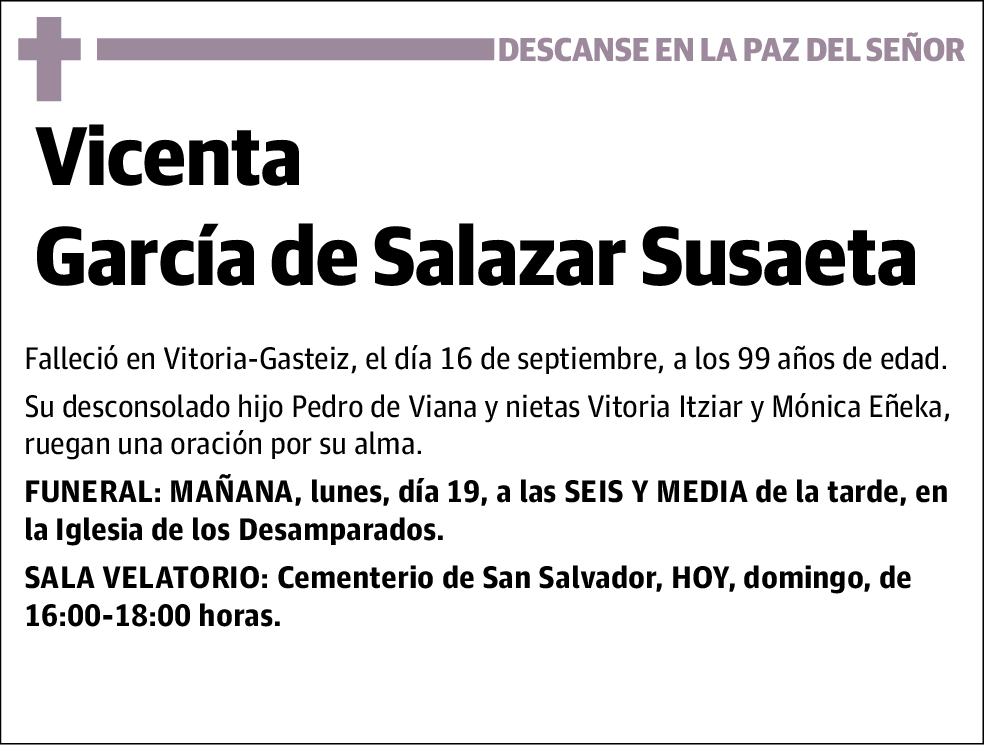 Vicenta Garcia De Salazar Susaeta