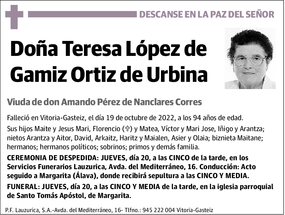 Teresa López de Gamiz Ortiz de Urbina