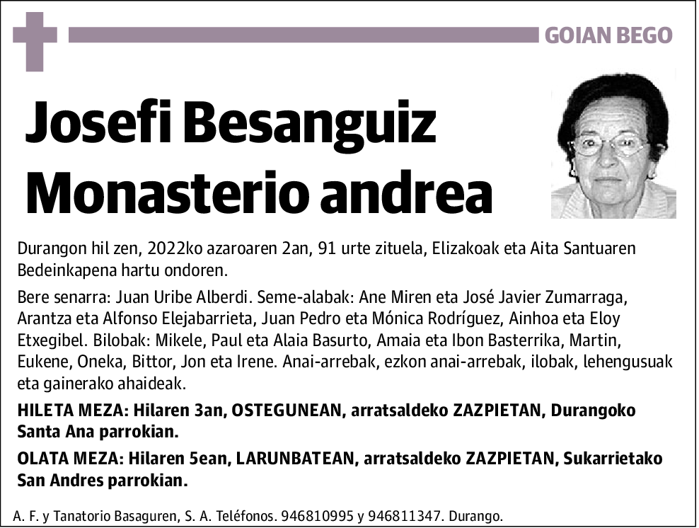 Josefi Besanguiz Monasterio