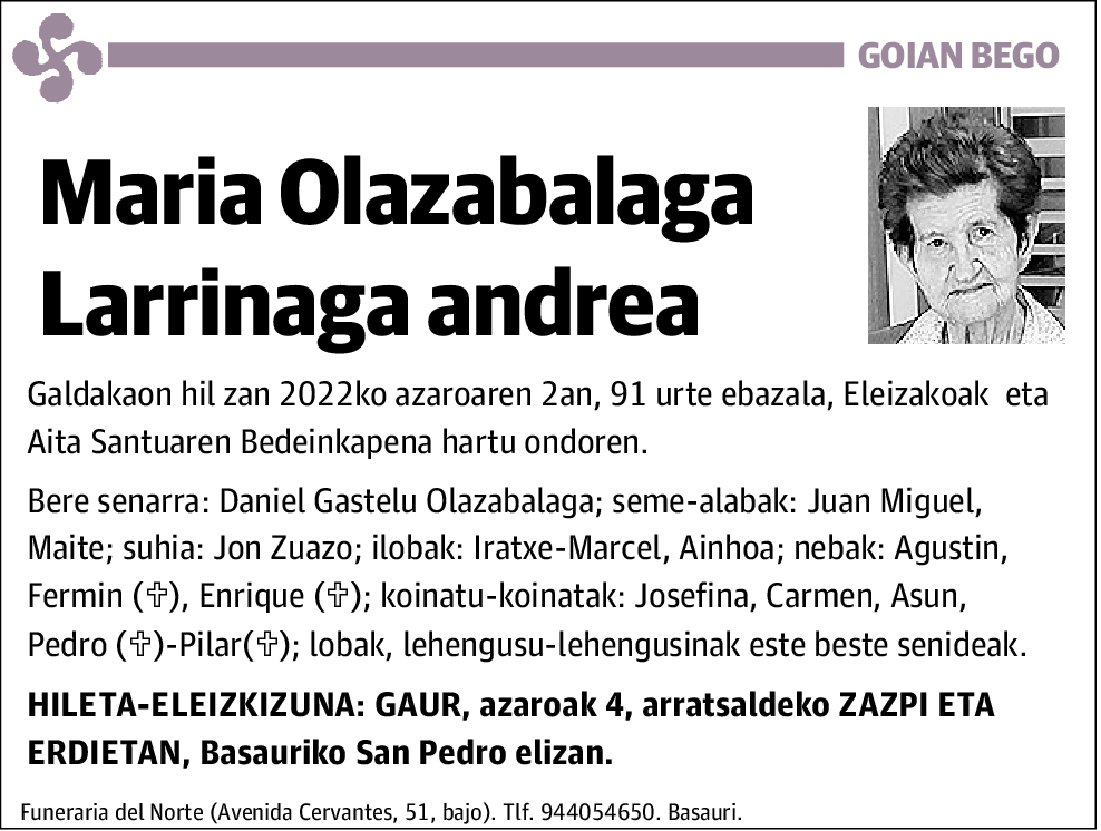 Maria Olazabalaga Larrinaga